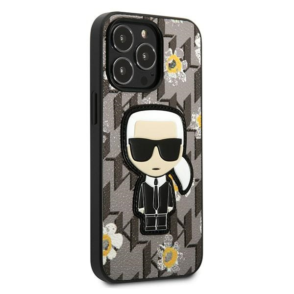 Hülle KARL LAGERFELD Apple iPhone 13 13 Pro Blume Iconik Karl Grau Case