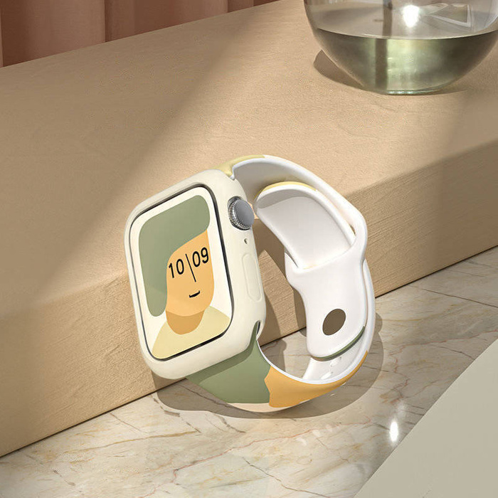 Řemínek Moro band pro Apple Watch 7 / 6 / SE / 5 / 4 / 3 / 2 (45mm / 44mm / 42mm) silikonový řemínek náramek hodinek vzor 1