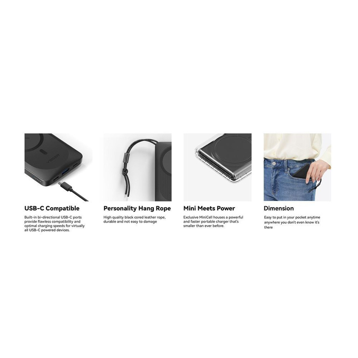 Powerbank zgodny z MagSafe Veger MagOn (VP1151 / W1151) PD QC3.0 2A 20W z ładowaniem indukcyjnym 10000 mAh biały