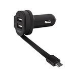 XQISIT Chargeur de voiture 6A Dual USB+micro USB noir