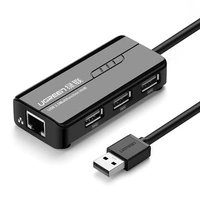 Netzwerkadapter Ugreen 20264 RJ45 / USB-A 10/100Mbps HUB 3x USB-A 2.0 - schwarz