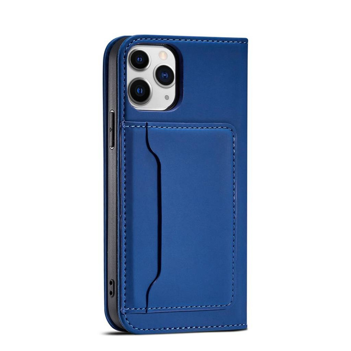 Magnetkartenhülle für iPhone 12 Pro Max Tasche Kartenetui Kartenhalter Blau