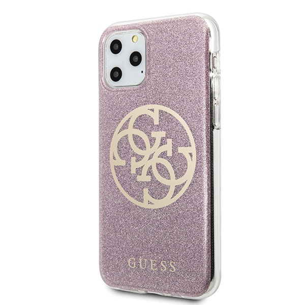 Case GUESS Apple iPhone 11 Pro Max 4G Circle Glitter Pink Hardcase