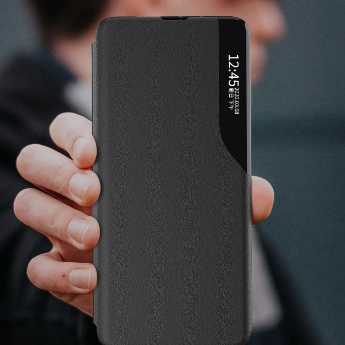 Eco Leather View Case Hülle für Samsung Galaxy A16 / A16 5G mit Flip und Ständer – Schwarz