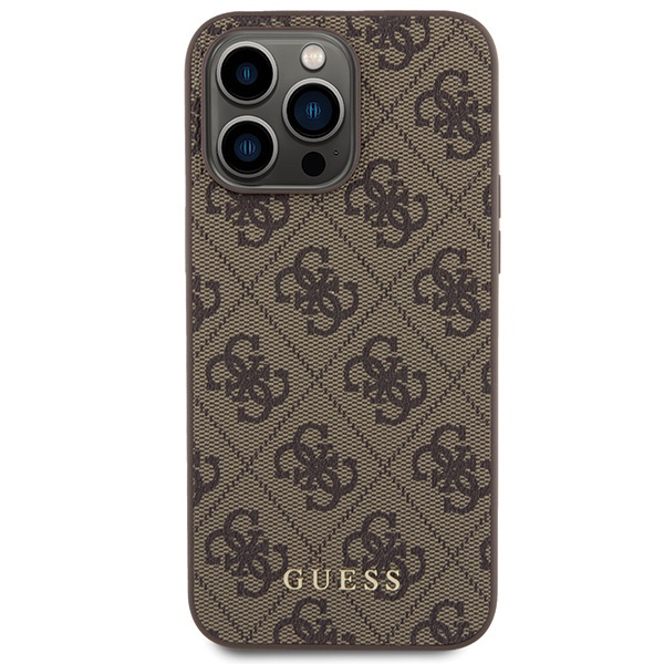 Etui Guess GUHCP15XG4GFBR iPhone 15 Pro Max 6.7" brązowy/brown hard case 4G Metal Gold Logo Case