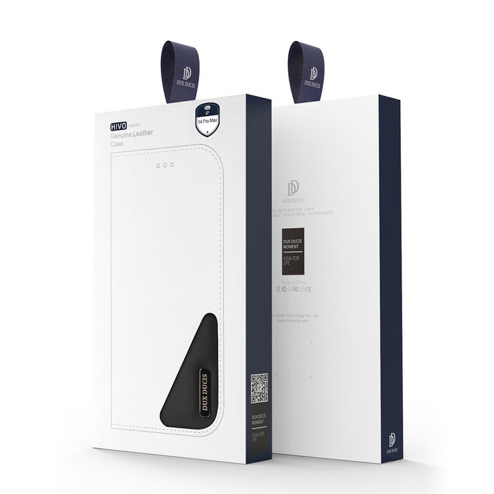 Dux Ducis Hivo Flip Cover in Pelle Portafoglio in Vera Pelle per Carte e Documenti iPhone 14 Pro Max Marrone