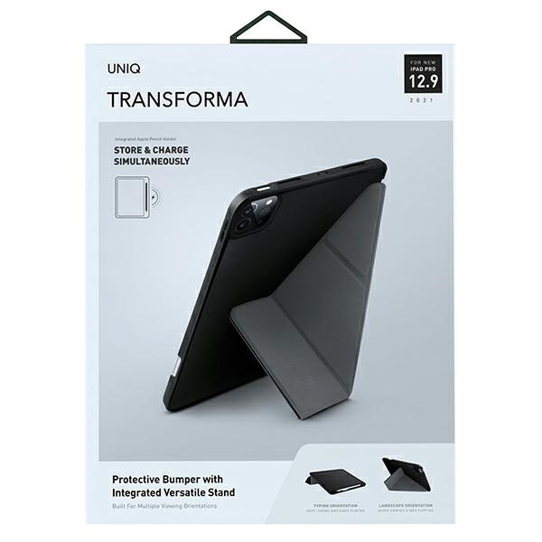 Uniq Hülle für Transforma iPad Pro 12.9 "(2021) Antimikrobielles Schwarz / Ebenholzschwarz