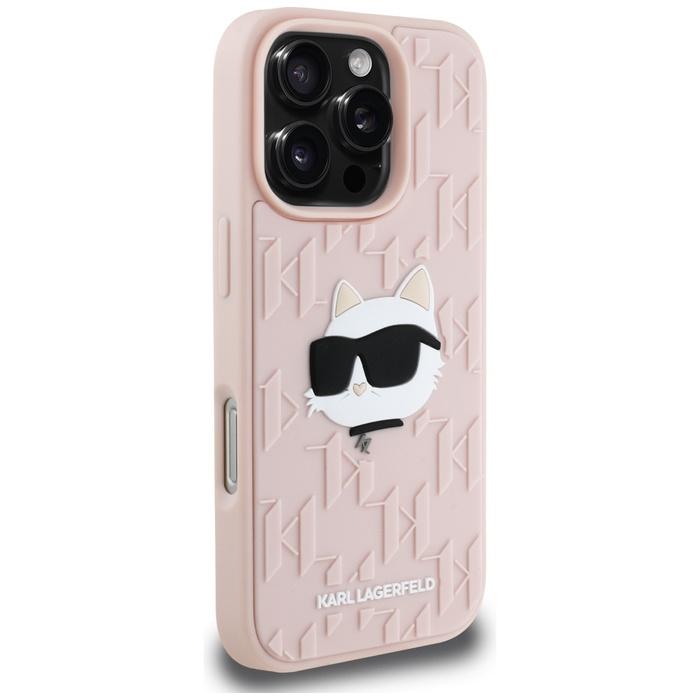 Etui Karl Lagerfeld 3D Rubber Monogram   & Choupette do iPhone 16 Pro Max różowy