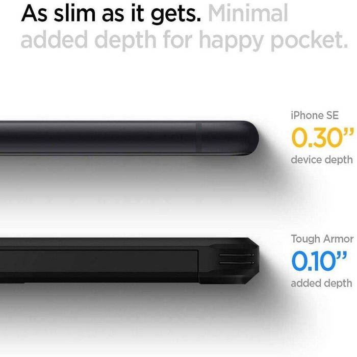 Coque Spigen Tough Armor iPhone SE 2022 2020 Noir Case + Verre Spigen Couverture complète