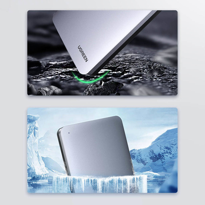 Ugreen Taschengehäuse für 2,5 &#39;&#39; SATA 3.0 6Gbps Festplatte grau + Kabel USB - USB Typ C 0,5m (CM300)