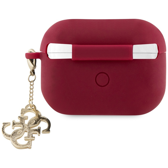 Guess GUAP2LECG4M Housse AirPods Pro 2 violet/magenta Liquid Silicone Glitter Triangle Charm