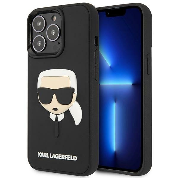 Hülle Karl Lagerfeld iPhone 14 Pro 6.1" schwarz/schwarz hartcase 3D Rubber Karl`s Head