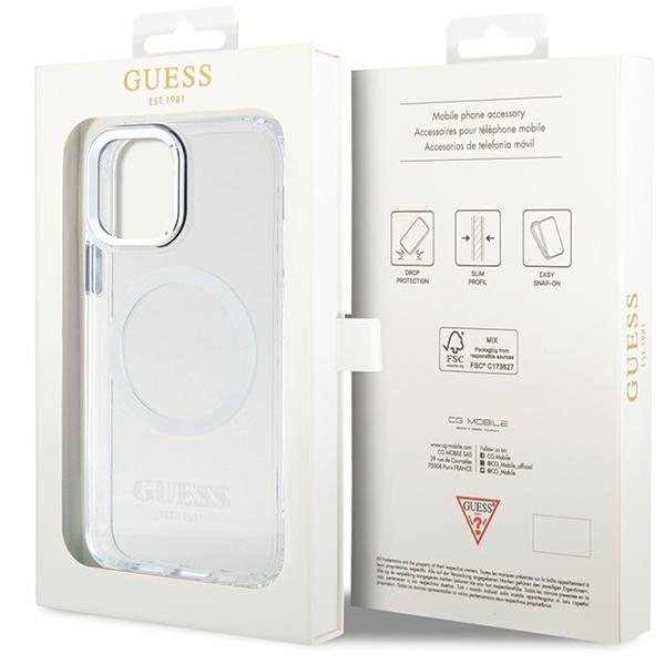 Guess GUHMP12MHTRMS iPhone 12/12 Pro 6.1" argento/argento case Metal Outline MagSafe