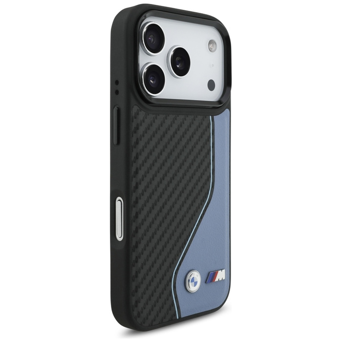 Etui BMW M Carbon Logo MagSafe do iPhone 17 Pro niebieski