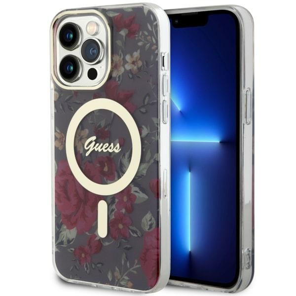Case Guess GUHMP14XHCFWSA iPhone 14 Pro Max 6.7" green/khaki hardcase Flower MagSafe Case