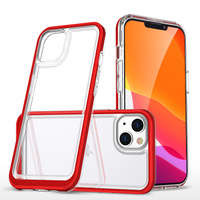 Coque transparente 3en1 pour iPhone 14 Plus en silicone avec cadre rouge