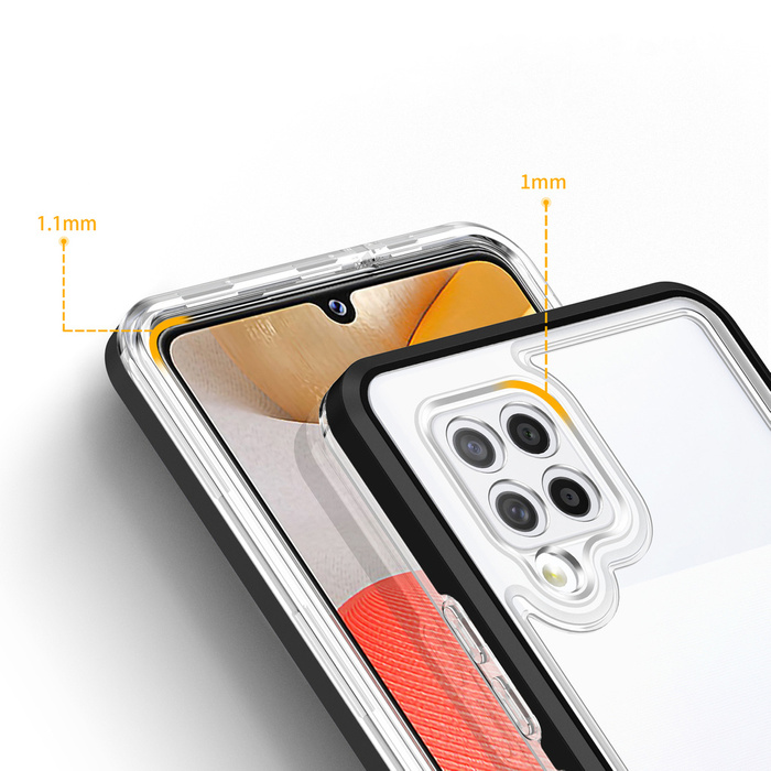 Custodia trasparente 3in1 per Samsung Galaxy A42 5G Frame Gel Cover nera