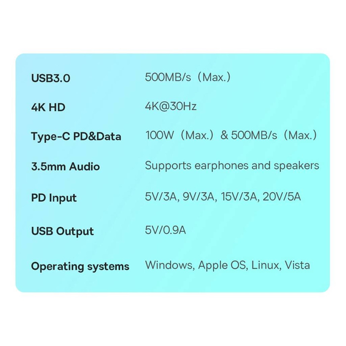 Baseus PadJoy univerzální USB-C HUB pro tablet / smartphone 4v1 USB-C - tmavě šedý