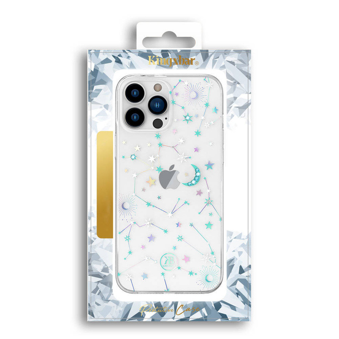 Cover iPhone 13 Pro Kingxbar Lucky Series decorata con cristalli originali Swarovski trasparenti (Zodiac)