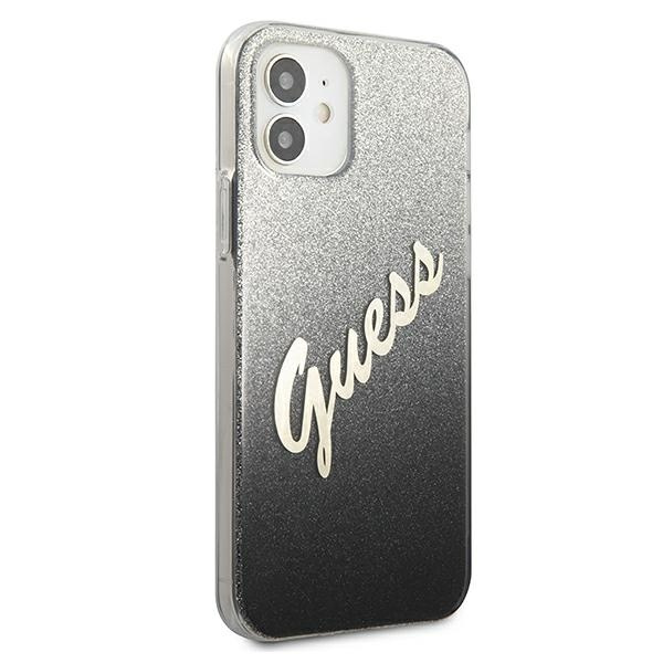 Case GUESS Apple iPhone 12 Mini Glitter Gradient Script GUHCP12SPCUGLSBK Black Hardcase