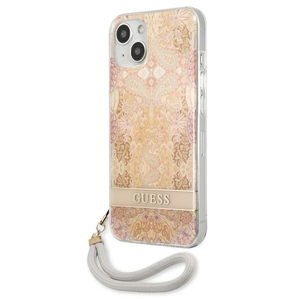 Case GUESS Apple iPhone 13 Mini Flower Strap Gold Hardcase