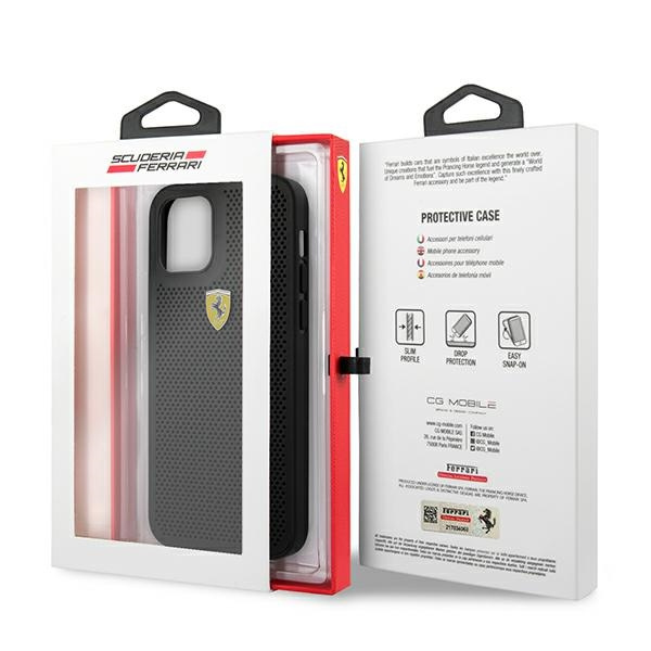 Case FERRARI Apple iPhone 12 12 Pro On Track Perforated Black Hardcase