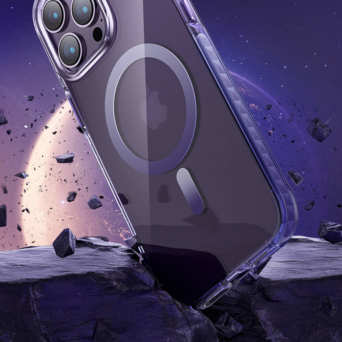 Coque magnétique Kingxbar PQY Ice Crystal Series pour iPhone 14 Plus MagSafe violet