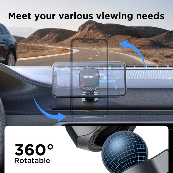Support téléphone magnétique pour voiture Joyroom JR-ZS400 sur le tableau de bord - noir