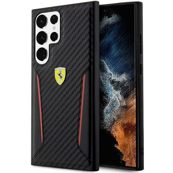 Obal Ferrari FEHCS23LNPYK S23 Ultra S918 black/black hardcase Carbon Contrast Edges Case