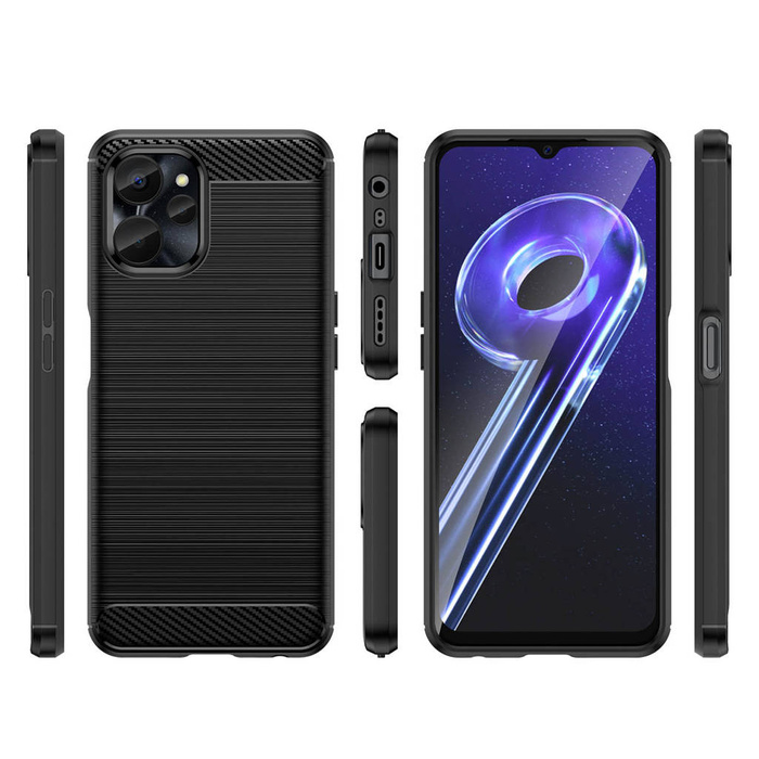 Coque en Carbone pour Realme 10 5G / Realme 9i 5G Housse en Carbone Souple en Silicone Noir