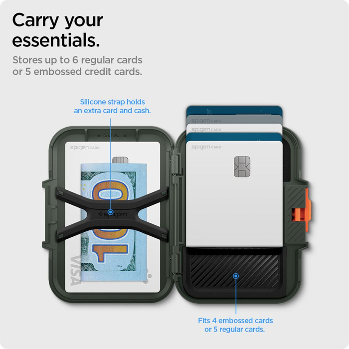 CARTERA MagASEF Spigen BLOQUEO AJUSTE TARJETERO UNIVERSAL VERDE CAQUI