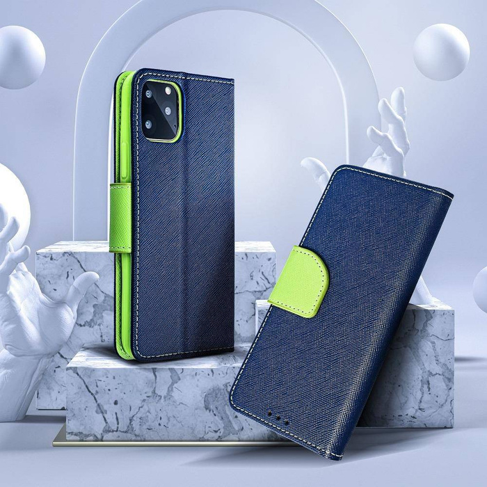 Hülle Holster Fancy Book für MOTOROLA MOTO G9 POWER navy blau / lime Hülle
