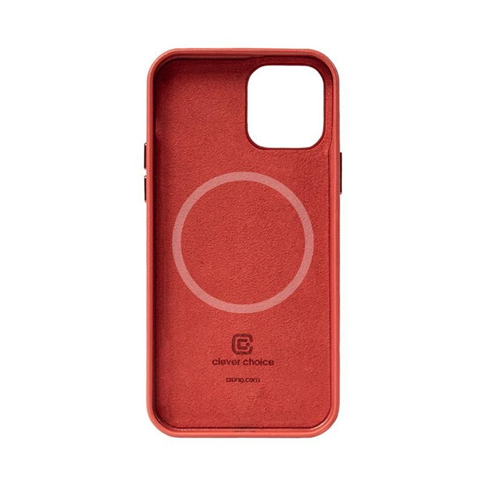 ETUI Crong Essential Cover Magnetic - Case with leather iPhone 12 / iPhone 12 Pro MagSafe (red) CASE