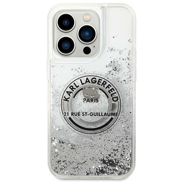 Case KARL LAGERFELD Apple iPhone 14 Pro Max Liquid Glitter RSG Silver Hardcase
