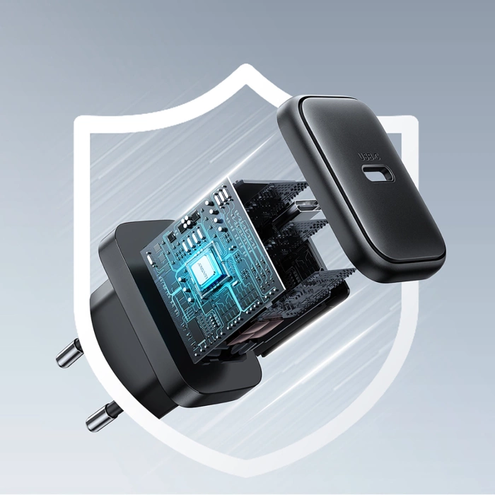 Joyroom JR-TCF23 network charger USB-C 25W SFC / PPS / PD - black + USB-C / USB-C cable 1m