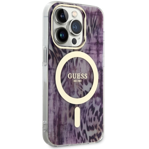 Hülle Guess GUHMP14LHLEOPWP iPhone 14 Pro 6.1" rosa/rosa hartcase Leopard MagSafe Case