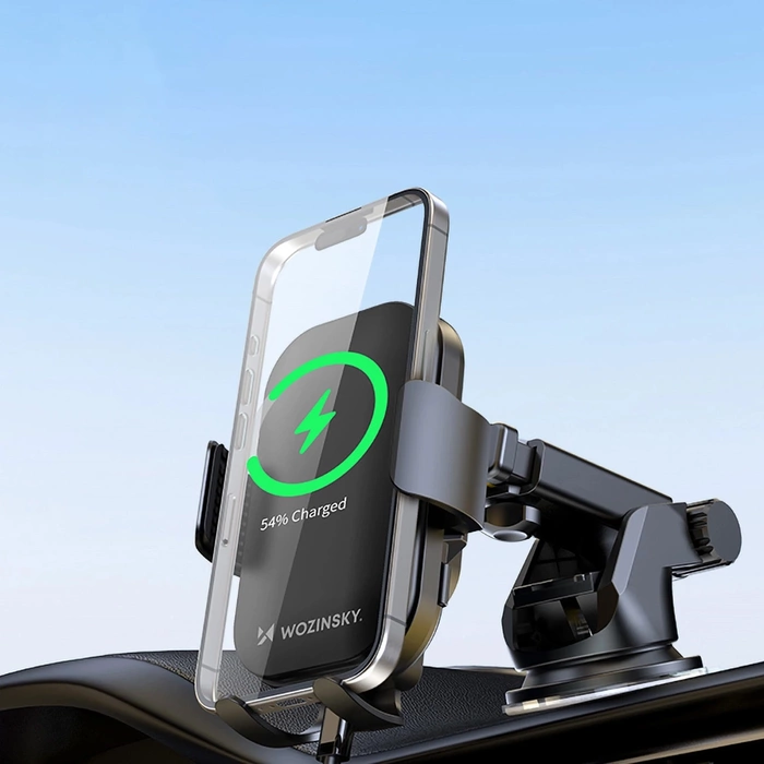 Wozinsky WUMID Autohalterung mit 15-W-Induktionsladegerät für das Armaturenbrett – Schwarz