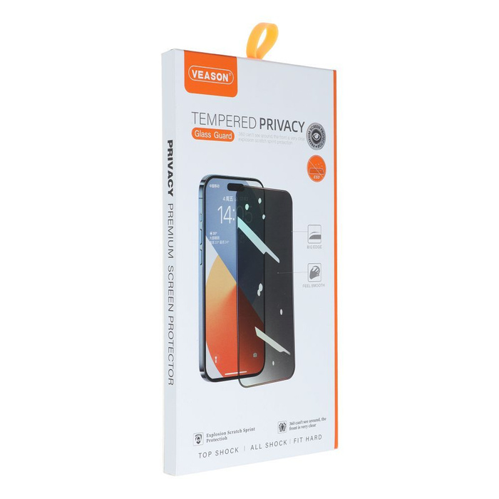 Szkło Hartowane 6D Pro Veason Privacy Glass - do Iphone 13 Pro Max / 14 Plus czarny
