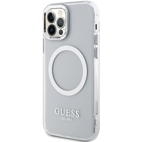 Guess GUHMP12MHTRMS iPhone 12/12 Pro 6.1" argenté/argenté case Metal Outline MagSafe