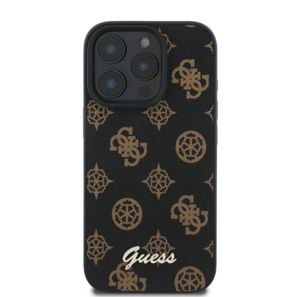 Etui Guess iPhone 16 Pro czarny/black HC MagSafe PU Peony Script