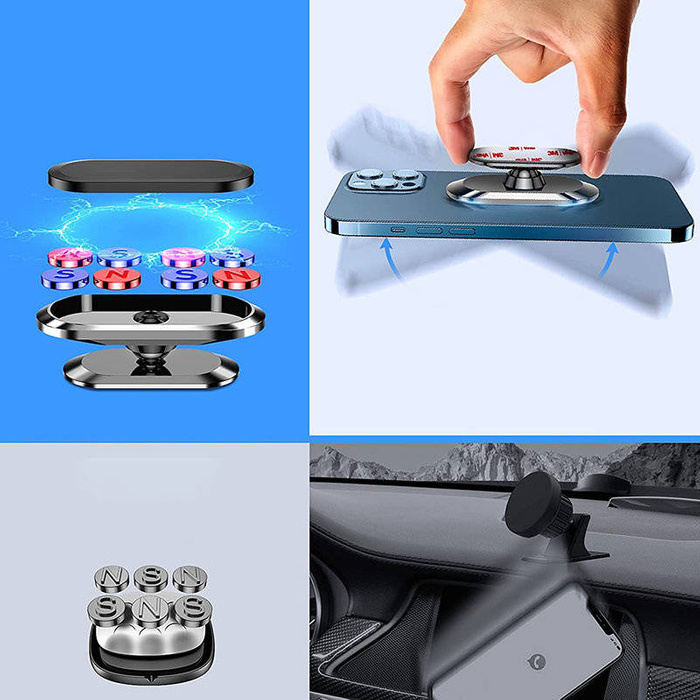 Joyroom auto-adhésif magnetic support tableau de bord de voiture argent (JR-ZS227)