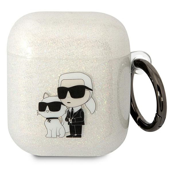 Karl Lagerfeld KLA2HNKCTGT Airpods 1/2 Abdeckung transparent Gliter Karl&amp;Choupette