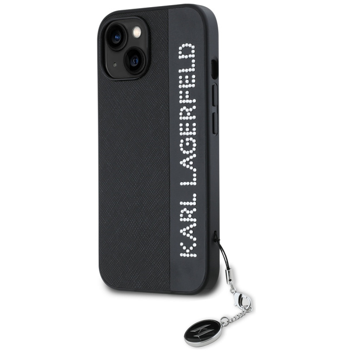 Karl Lagerfeld KLHCP15SPSAKDGCK iPhone 15 / 14 / 13 6.1" czarny/black hardcase Saffiano Rhinestones & Charm
