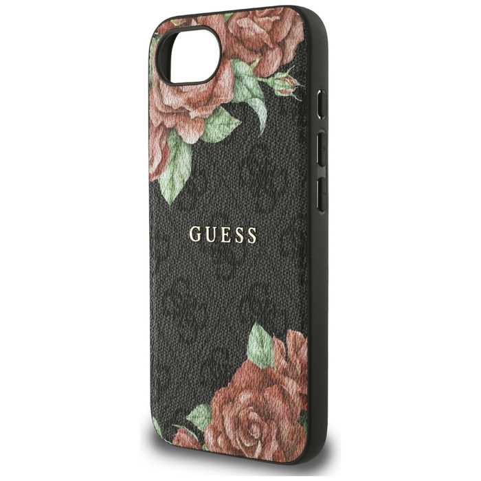 Etui Guess 4G Flowers Print MagSafe do   iPhone 16e czarny