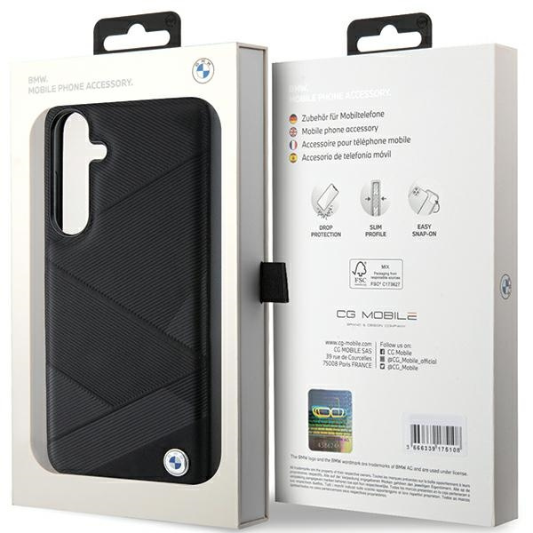Funda BMW BMHCS24S23RCGPK S24 S921 negro/negro durocase Signature Cuero Cruce de Líneas Patrón Case