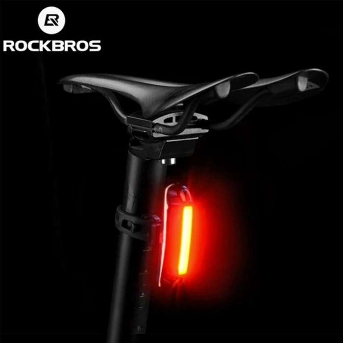 Luce posteriore per bicicletta Rockbros A54BK + micro USB - cavo USB-A - nero