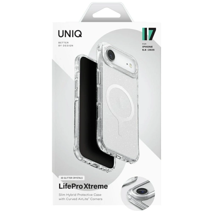 Etui UNIQ LifePro Xtreme do iPhone 17    Air Magclick Charging przezroczysty/brokat