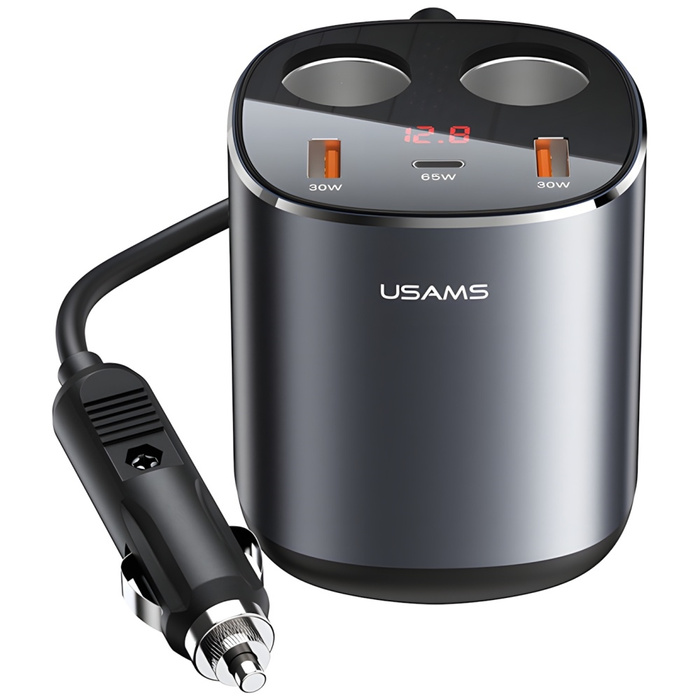 USAMS autós elosztó 2xUSB-A / 1xUSB-C C28 245W szürke / szürke CC151TC01 (US-CC151)