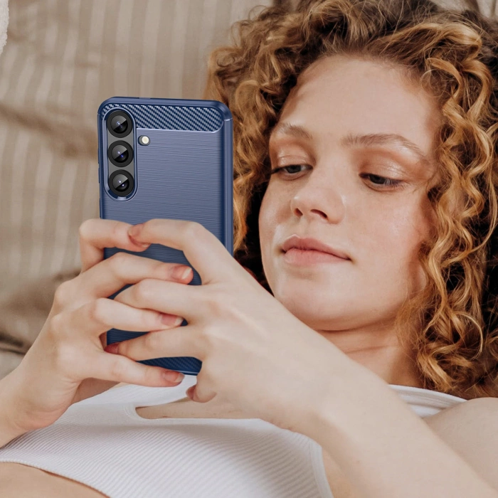 Carbon Case Silikonhülle für Samsung Galaxy S25+ - blau