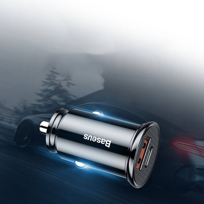 Baseus Circular PPS Universal Smart Car Charger USB Quick Charge 4.0 QC 4.0 and USB-C PD 3.0 SCP black (CCALL-YS01)